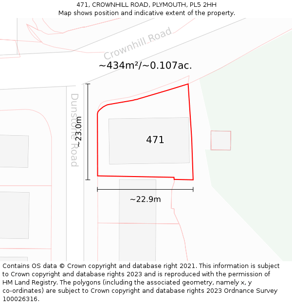 471, CROWNHILL ROAD, PLYMOUTH, PL5 2HH: Plot and title map