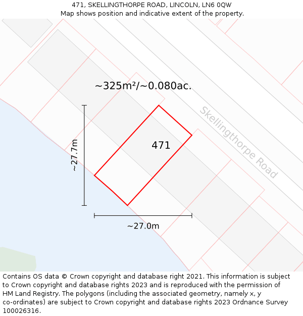 471, SKELLINGTHORPE ROAD, LINCOLN, LN6 0QW: Plot and title map