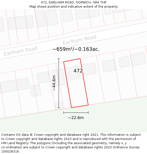 472, EARLHAM ROAD, NORWICH, NR4 7HP: Plot and title map