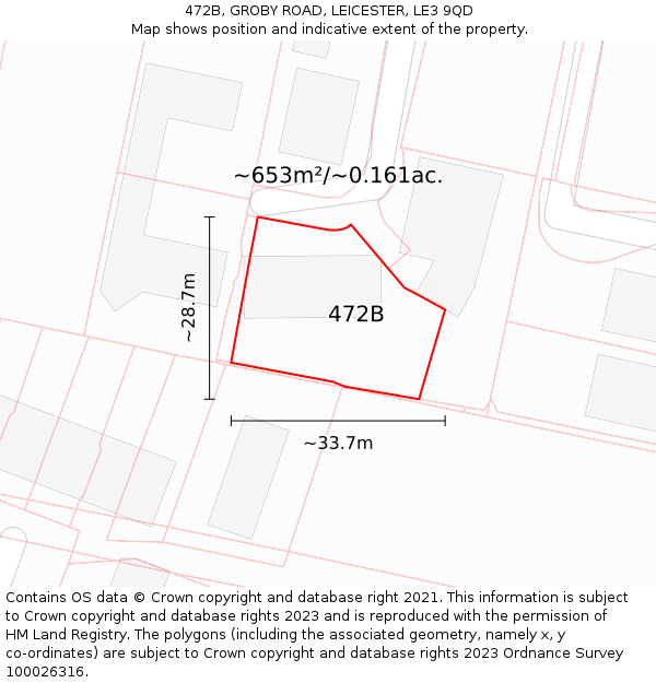 472B, GROBY ROAD, LEICESTER, LE3 9QD: Plot and title map