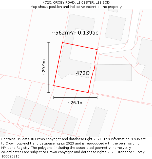 472C, GROBY ROAD, LEICESTER, LE3 9QD: Plot and title map