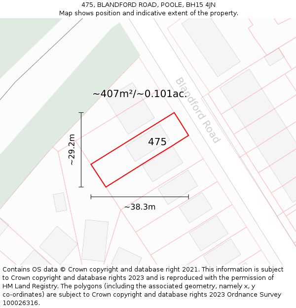 475, BLANDFORD ROAD, POOLE, BH15 4JN: Plot and title map