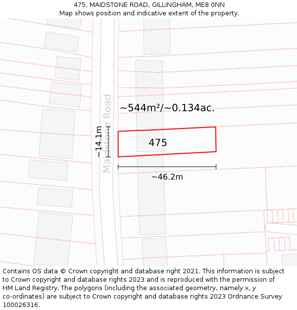 475, MAIDSTONE ROAD, GILLINGHAM, ME8 0NN: Plot and title map