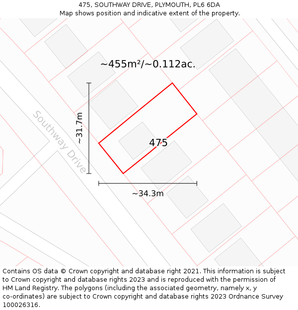 475, SOUTHWAY DRIVE, PLYMOUTH, PL6 6DA: Plot and title map