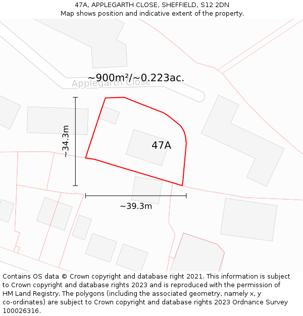47A, APPLEGARTH CLOSE, SHEFFIELD, S12 2DN: Plot and title map