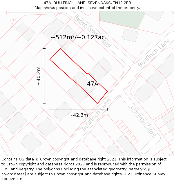 47A, BULLFINCH LANE, SEVENOAKS, TN13 2EB: Plot and title map