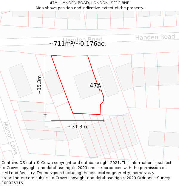 47A, HANDEN ROAD, LONDON, SE12 8NR: Plot and title map