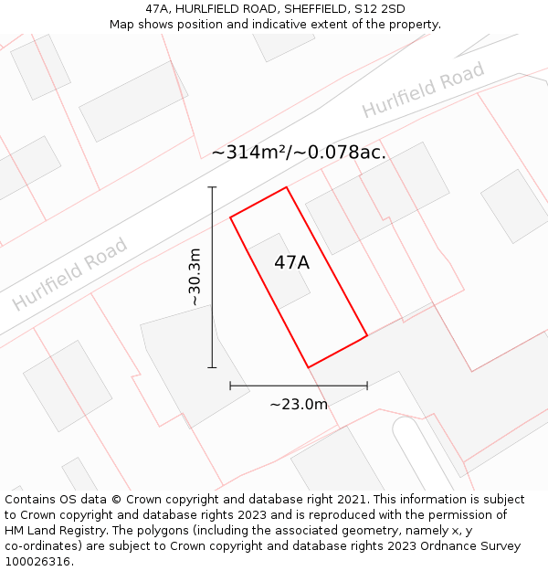 47A, HURLFIELD ROAD, SHEFFIELD, S12 2SD: Plot and title map