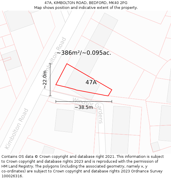 47A, KIMBOLTON ROAD, BEDFORD, MK40 2PG: Plot and title map