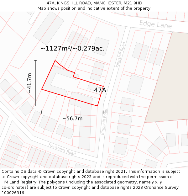 47A, KINGSHILL ROAD, MANCHESTER, M21 9HD: Plot and title map