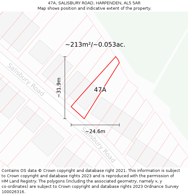 47A, SALISBURY ROAD, HARPENDEN, AL5 5AR: Plot and title map