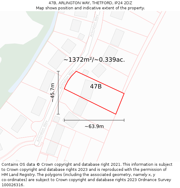 47B, ARLINGTON WAY, THETFORD, IP24 2DZ: Plot and title map