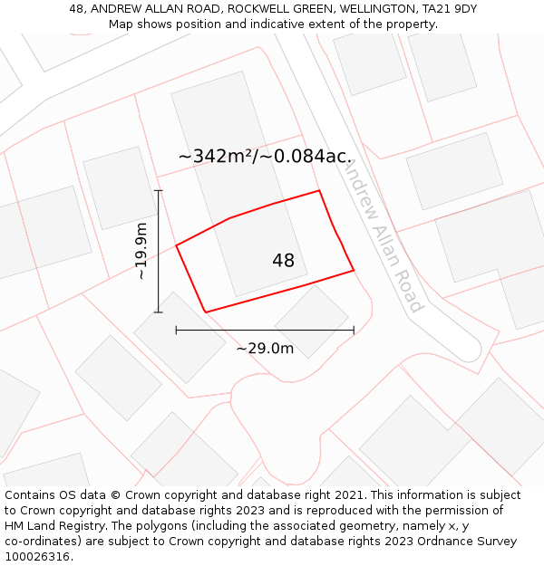 48, ANDREW ALLAN ROAD, ROCKWELL GREEN, WELLINGTON, TA21 9DY: Plot and title map