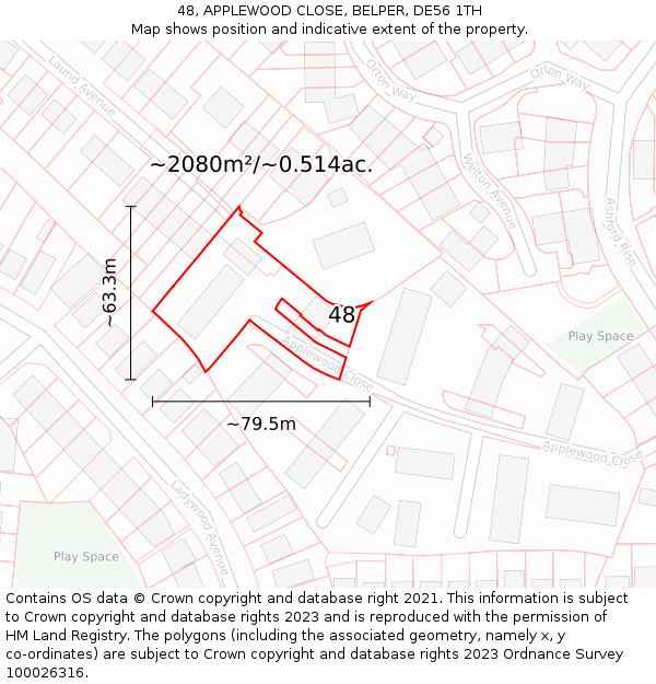 48, APPLEWOOD CLOSE, BELPER, DE56 1TH: Plot and title map