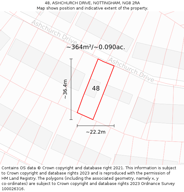 48, ASHCHURCH DRIVE, NOTTINGHAM, NG8 2RA: Plot and title map