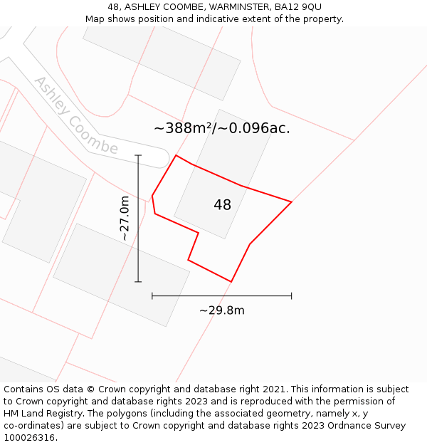 48, ASHLEY COOMBE, WARMINSTER, BA12 9QU: Plot and title map