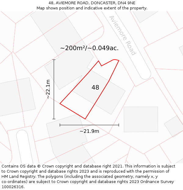 48, AVIEMORE ROAD, DONCASTER, DN4 9NE: Plot and title map