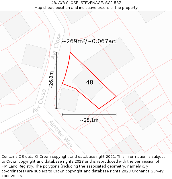 48, AYR CLOSE, STEVENAGE, SG1 5RZ: Plot and title map