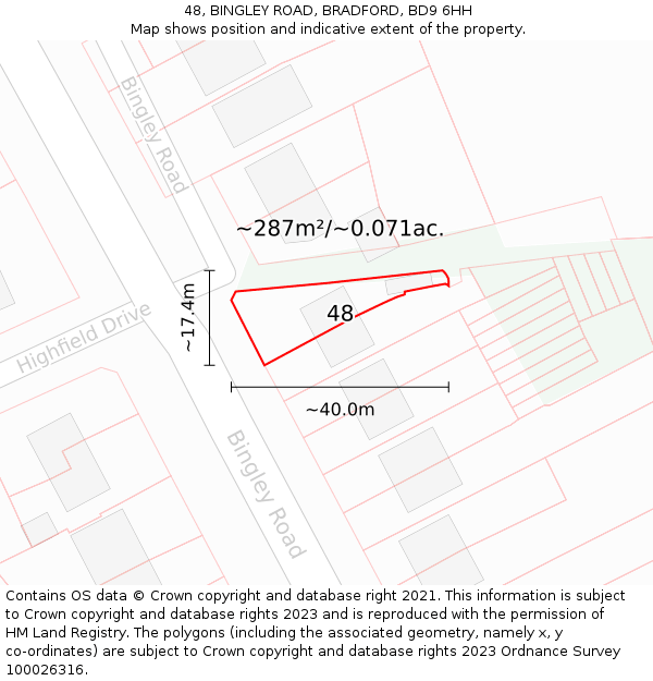 48, BINGLEY ROAD, BRADFORD, BD9 6HH: Plot and title map