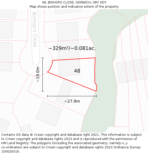 48, BISHOPS CLOSE, NORWICH, NR7 0DY: Plot and title map