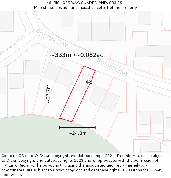 48, BISHOPS WAY, SUNDERLAND, SR3 2SH: Plot and title map