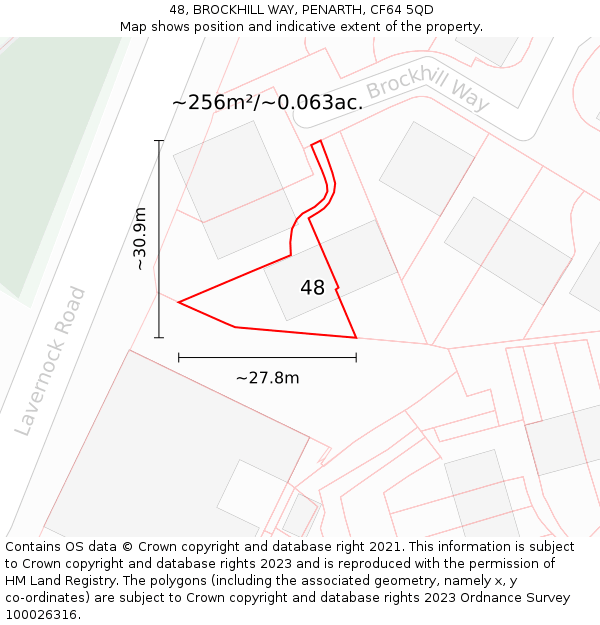 48, BROCKHILL WAY, PENARTH, CF64 5QD: Plot and title map