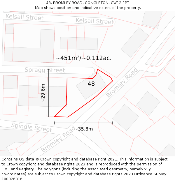 48, BROMLEY ROAD, CONGLETON, CW12 1PT: Plot and title map