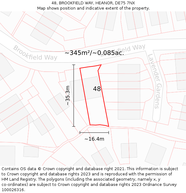 48, BROOKFIELD WAY, HEANOR, DE75 7NX: Plot and title map