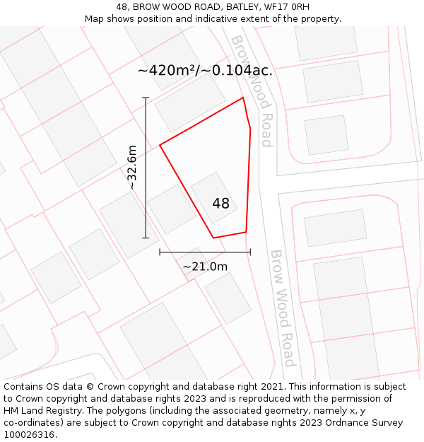 48, BROW WOOD ROAD, BATLEY, WF17 0RH: Plot and title map