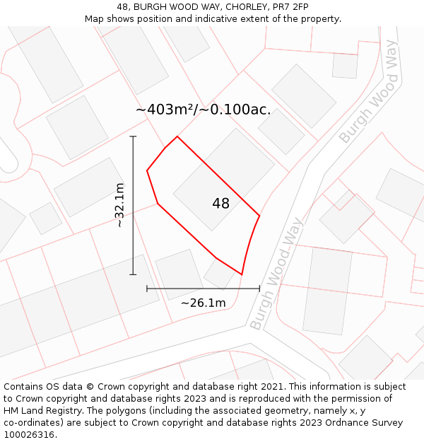 48, BURGH WOOD WAY, CHORLEY, PR7 2FP: Plot and title map