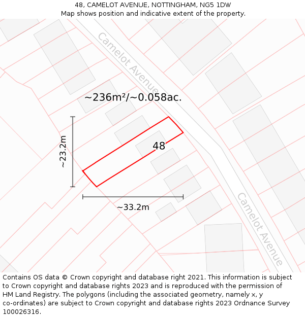 48, CAMELOT AVENUE, NOTTINGHAM, NG5 1DW: Plot and title map