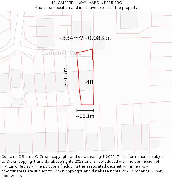 48, CAMPBELL WAY, MARCH, PE15 8RG: Plot and title map