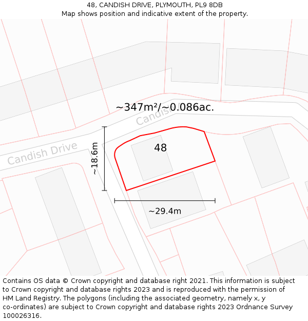 48, CANDISH DRIVE, PLYMOUTH, PL9 8DB: Plot and title map