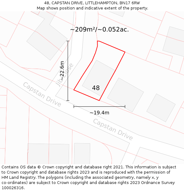 48, CAPSTAN DRIVE, LITTLEHAMPTON, BN17 6RW: Plot and title map