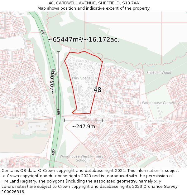 48, CARDWELL AVENUE, SHEFFIELD, S13 7XA: Plot and title map