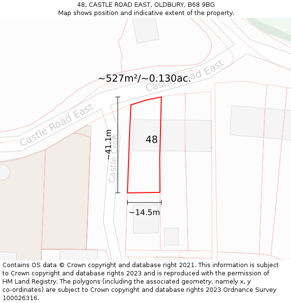 48, CASTLE ROAD EAST, OLDBURY, B68 9BG: Plot and title map