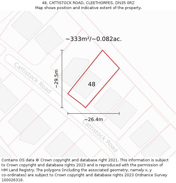 48, CATTISTOCK ROAD, CLEETHORPES, DN35 0RZ: Plot and title map