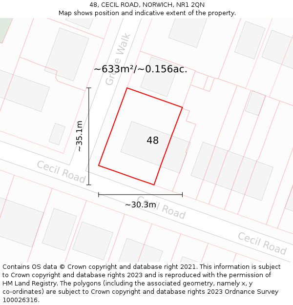 48, CECIL ROAD, NORWICH, NR1 2QN: Plot and title map