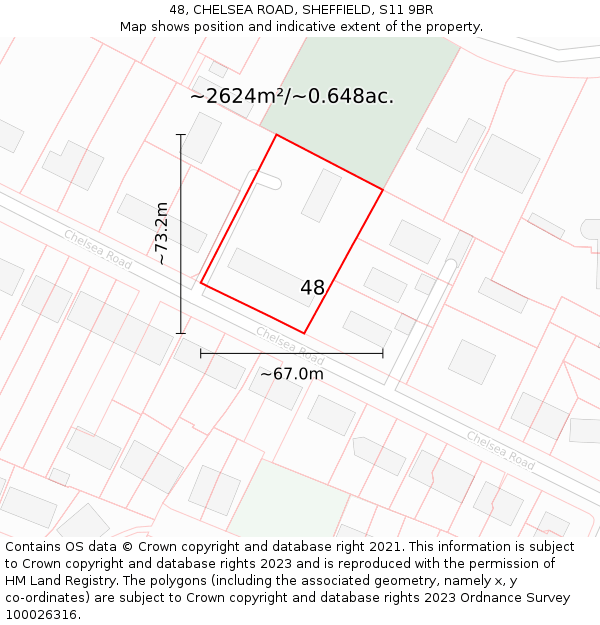 48, CHELSEA ROAD, SHEFFIELD, S11 9BR: Plot and title map