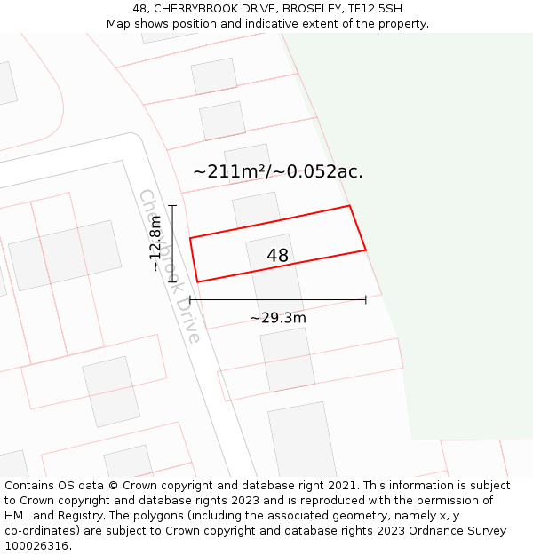 48, CHERRYBROOK DRIVE, BROSELEY, TF12 5SH: Plot and title map