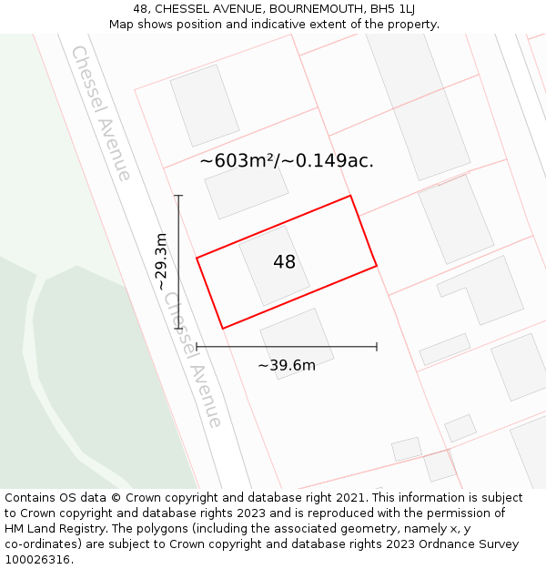 48, CHESSEL AVENUE, BOURNEMOUTH, BH5 1LJ: Plot and title map