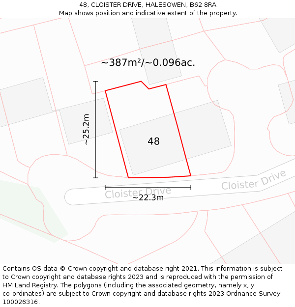 48, CLOISTER DRIVE, HALESOWEN, B62 8RA: Plot and title map