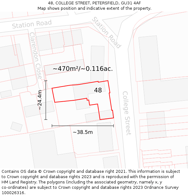 48, COLLEGE STREET, PETERSFIELD, GU31 4AF: Plot and title map