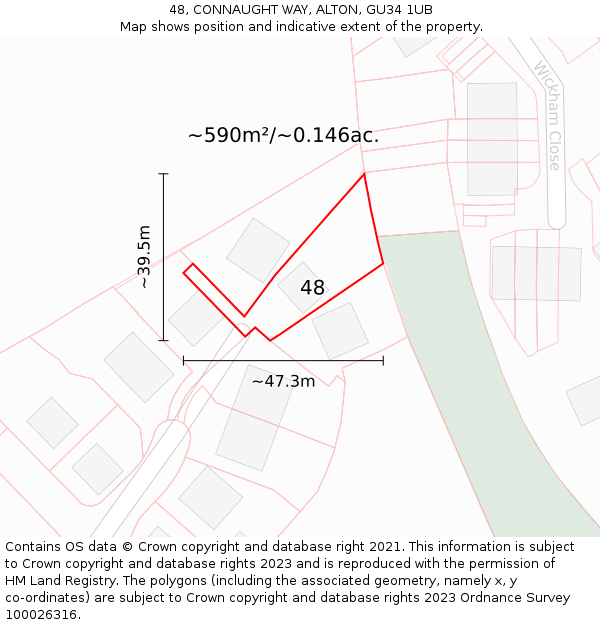 48, CONNAUGHT WAY, ALTON, GU34 1UB: Plot and title map