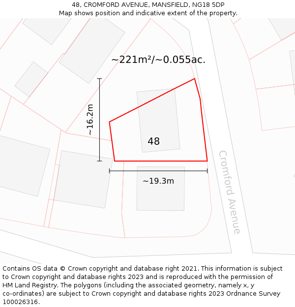 48, CROMFORD AVENUE, MANSFIELD, NG18 5DP: Plot and title map