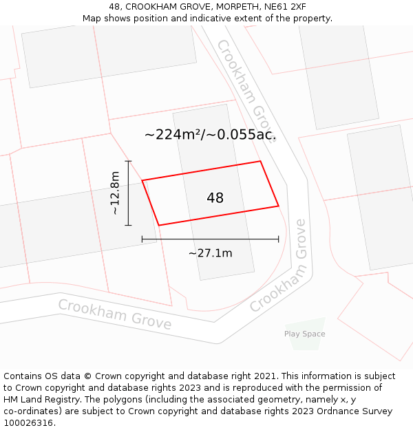 48, CROOKHAM GROVE, MORPETH, NE61 2XF: Plot and title map