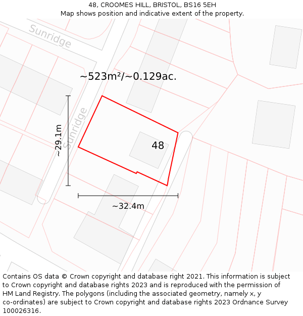 48, CROOMES HILL, BRISTOL, BS16 5EH: Plot and title map