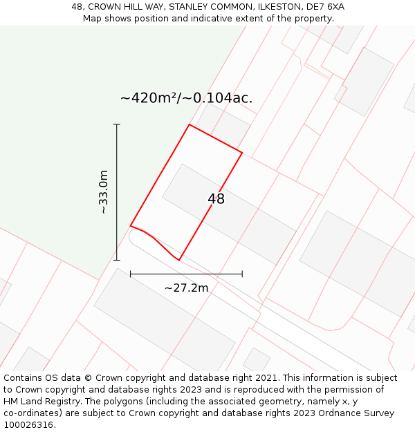 48, CROWN HILL WAY, STANLEY COMMON, ILKESTON, DE7 6XA: Plot and title map