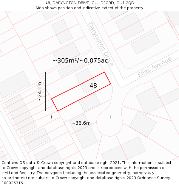 48, DARYNGTON DRIVE, GUILDFORD, GU1 2QD: Plot and title map