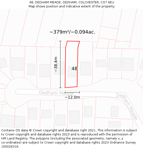 48, DEDHAM MEADE, DEDHAM, COLCHESTER, CO7 6EU: Plot and title map